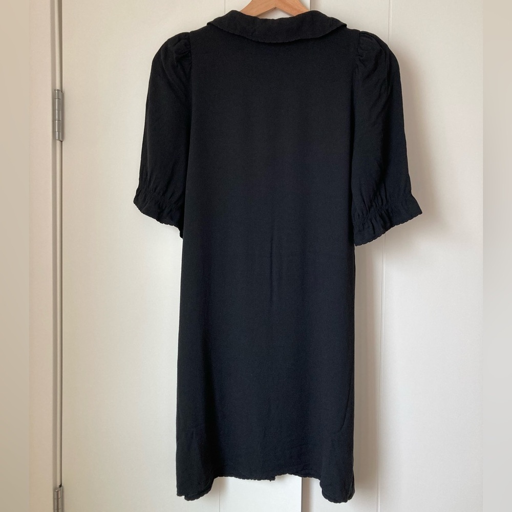 Wilfred Poppins Black Collared Button-Up Puff Sleeve Mini Dress - Picture 4 of 11